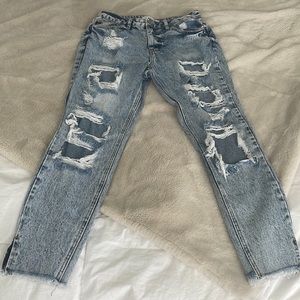 Light Wash Distressed Denim Jeans